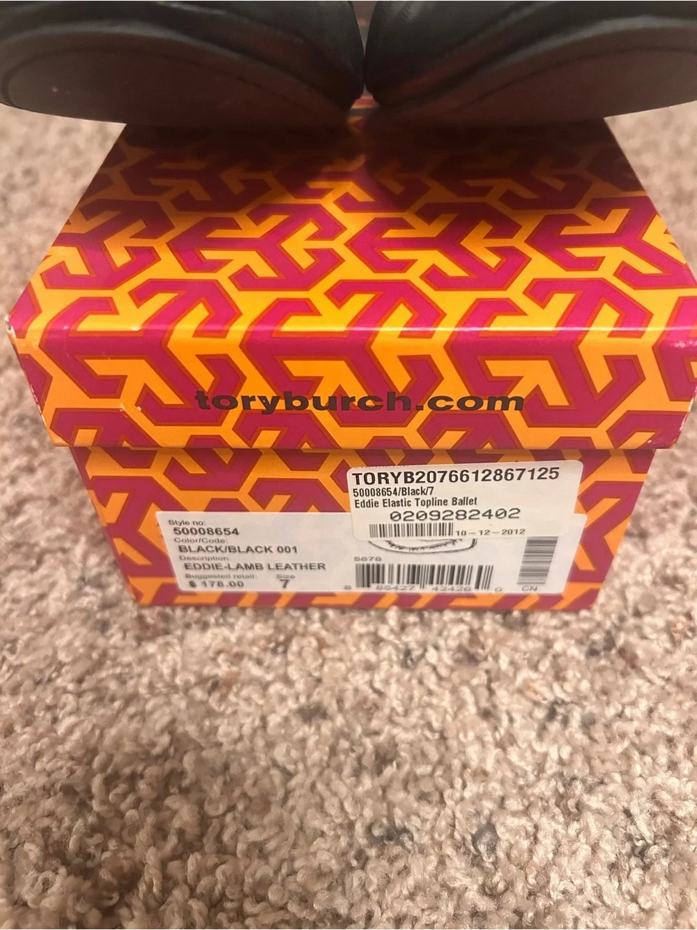 Tory Burch Eddie Lamb Leather Black Ballet Flats